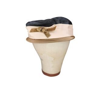 Vintage Women's Pillbox Hat Straw Ribbon Velvet Bow 50s 60s Brown Black Pink